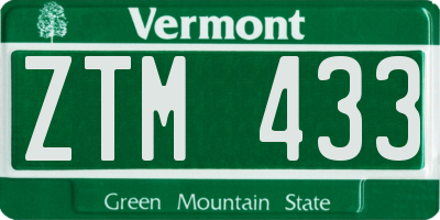 VT license plate ZTM433