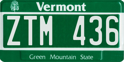 VT license plate ZTM436