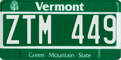 VT license plate ZTM449