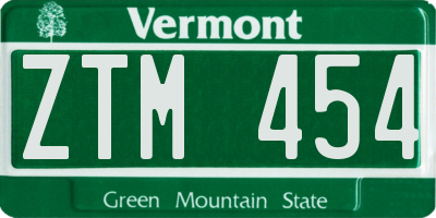 VT license plate ZTM454