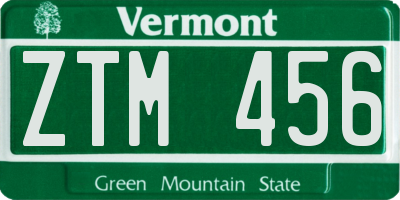 VT license plate ZTM456