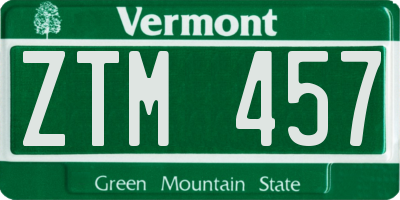 VT license plate ZTM457