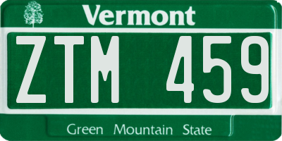 VT license plate ZTM459