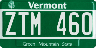 VT license plate ZTM460