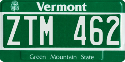 VT license plate ZTM462