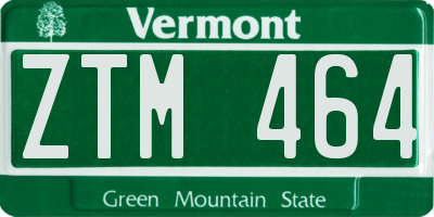 VT license plate ZTM464