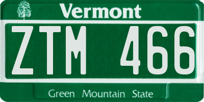 VT license plate ZTM466
