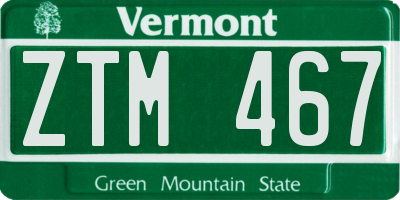 VT license plate ZTM467