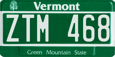 VT license plate ZTM468