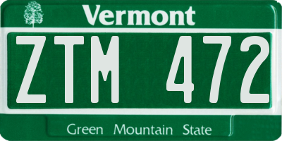 VT license plate ZTM472