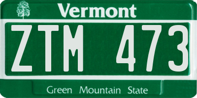 VT license plate ZTM473