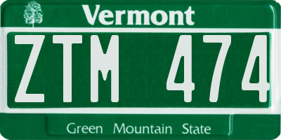 VT license plate ZTM474