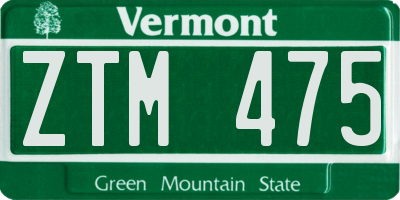 VT license plate ZTM475