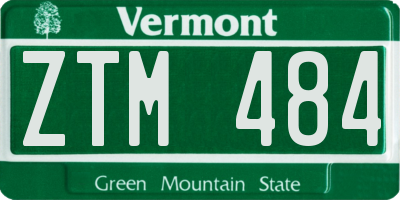 VT license plate ZTM484