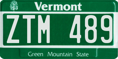 VT license plate ZTM489