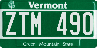 VT license plate ZTM490