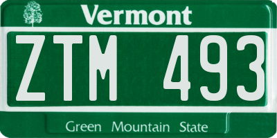 VT license plate ZTM493
