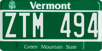 VT license plate ZTM494