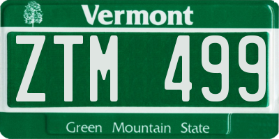 VT license plate ZTM499