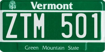 VT license plate ZTM501