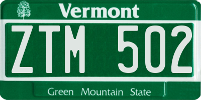 VT license plate ZTM502
