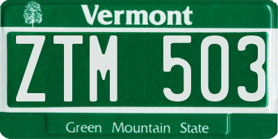 VT license plate ZTM503