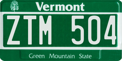 VT license plate ZTM504