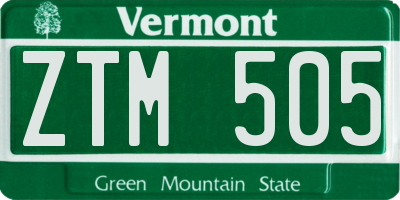 VT license plate ZTM505