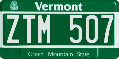 VT license plate ZTM507