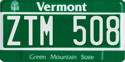 VT license plate ZTM508