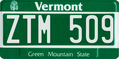 VT license plate ZTM509