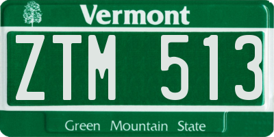 VT license plate ZTM513