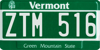 VT license plate ZTM516