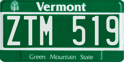 VT license plate ZTM519