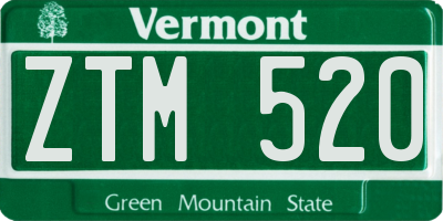 VT license plate ZTM520