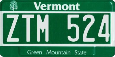 VT license plate ZTM524