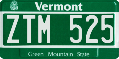 VT license plate ZTM525