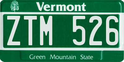 VT license plate ZTM526