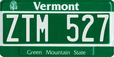 VT license plate ZTM527