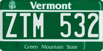 VT license plate ZTM532