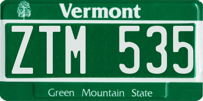 VT license plate ZTM535
