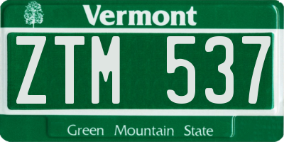 VT license plate ZTM537