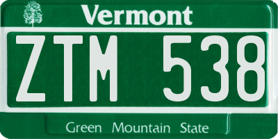 VT license plate ZTM538