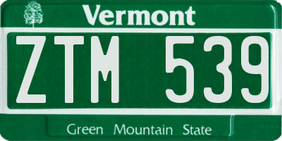 VT license plate ZTM539