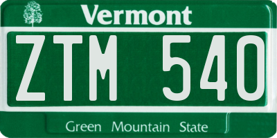 VT license plate ZTM540