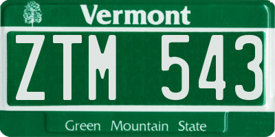 VT license plate ZTM543