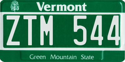 VT license plate ZTM544