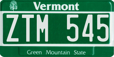 VT license plate ZTM545