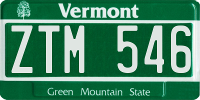 VT license plate ZTM546