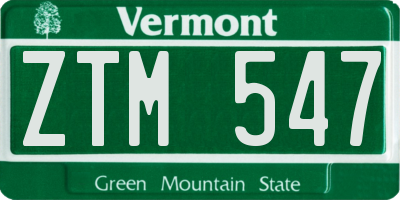 VT license plate ZTM547